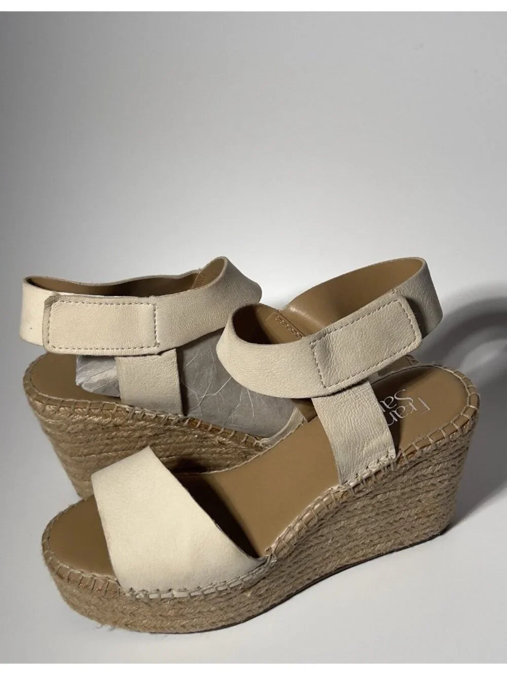 Franco Sarto Espadrille Wedge Sandals Women’s 7M Ivory Ankle Strap